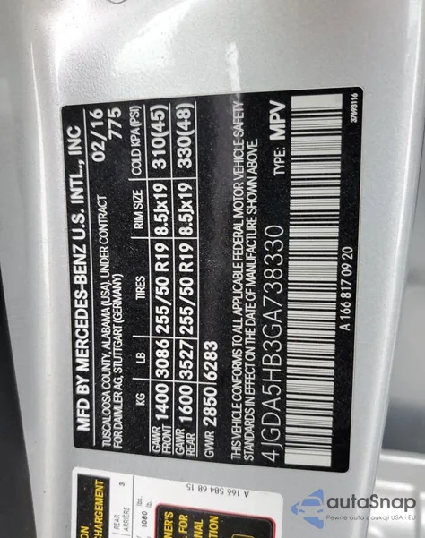 2016 Mercedes-Benz Gle 350 4Matic из США, поврежденный, VIN 4JGDA5HB3GA738330